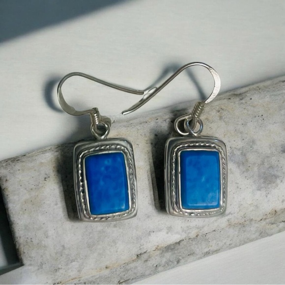 Pair 925 Silver earrings with natural stones. - Picture 2 of 10